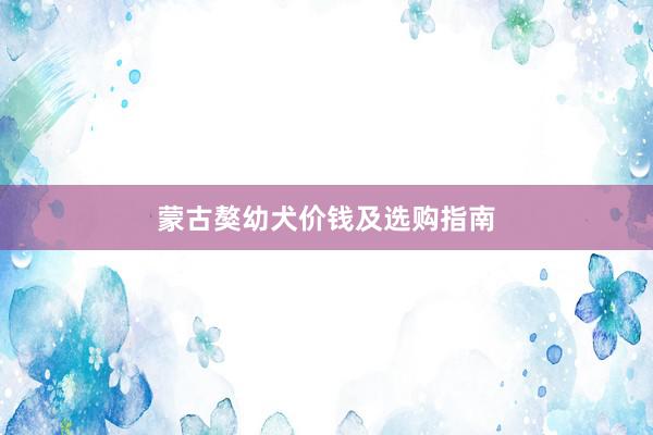 蒙古獒幼犬价钱及选购指南